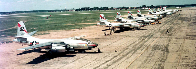 North American B-45 Tornadoes of the 47th Bombardment Wing on the tarmac at Langley Air Force Base in 1952
